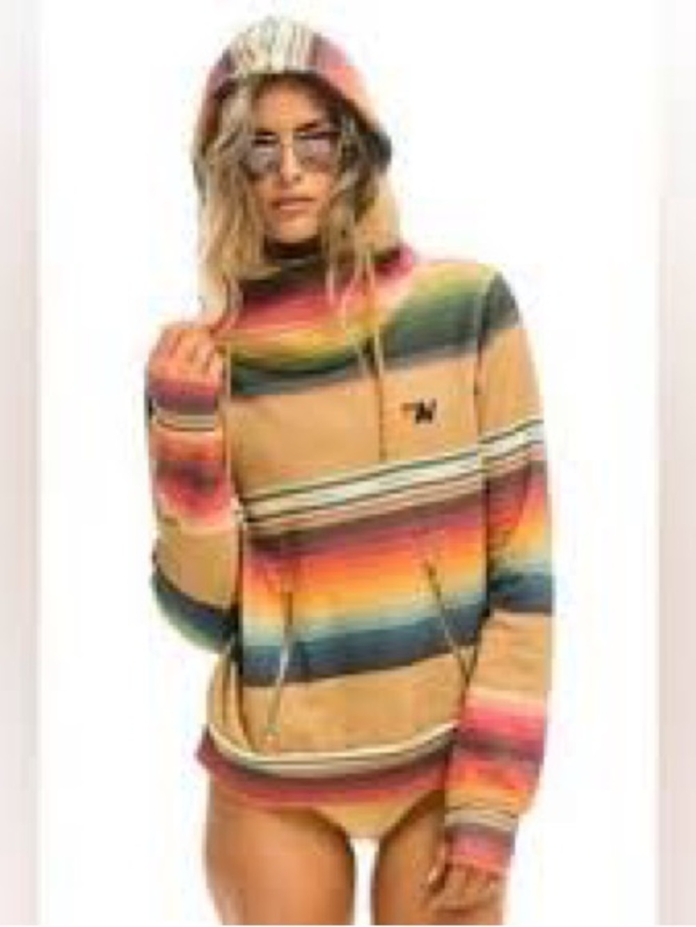 Aviator Nation Serape Yellow & Sunset Stripe Hooded Pullover